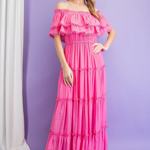 OFF THE SHOULDER RUFF MAXI DRESS - Picture 10 of 12